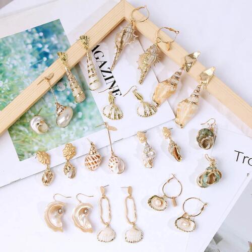 2019 Trendy Shell Conch Drop Earrings For Women Bohemian Geometric Irregular Dangle Earring Female Boho Summer Hanging Earring