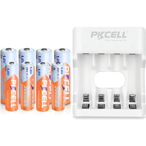 4PCS 1.6V NI-ZN AAA battery +4pcs AA rechargeable batteries packed with NIZN Battery charger for AA/AAA NI*-ZN battery PKCELL