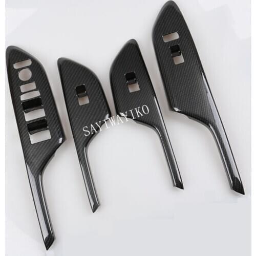 4PCS Carbon Fiber Style Car Interior Armrest Window Lift Switch Button Cover Trim For Honda New Civic 10th gen 2016 2017 LHD