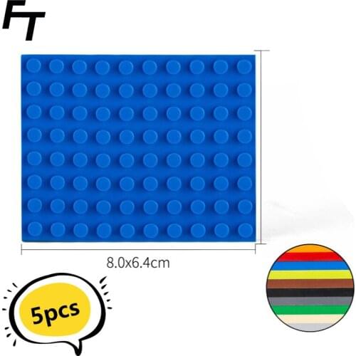 5pcs Small Particle 8x10 Floor Plate Brick Building Blocks Parts DIY Building Block Compatible with Creative Gift Castle Toys