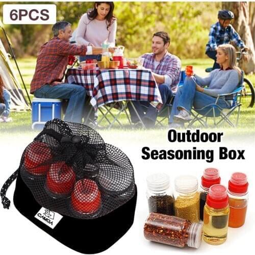 6 Pcs Outdoor Portable Seasoning Pot Seasoning Bottle Set Seasoning Bottle For Camping Camping Cooking barbecue