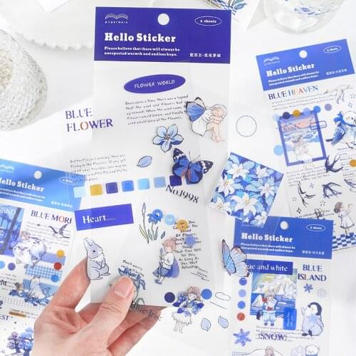 8pakcs/LOT blue friend series daily Creative fresh cute lovely deceration DIY PET sticker