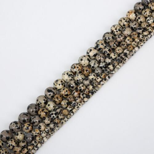 Natural Dalmation Dot Stone Loose Spacer Beads 4/6/8/10/12mm Round Shape Jewelry Making 15''/strand DIY Bracelet