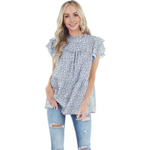 Womens Blouses Summer Lotus Sleeve Sweet Blouse For Women Leopard Print Shirts Ruffle Stitching Tops Femme Blusas Y Camisas Y2K