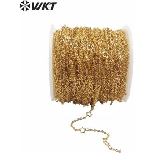 WT-BC141 New amazing charm gold electroplated chain for necklace women DIY jewelry design making chain hand make brass chain
