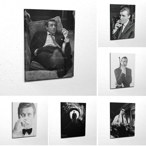 James Bond Daniel Craig Gun Black and White Canvas Wall Art Print