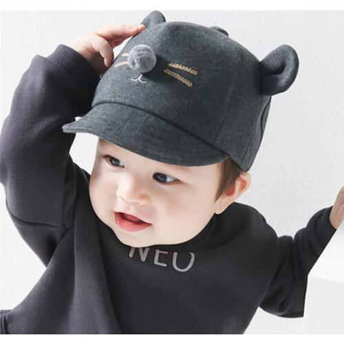 Childrens Baseball Cap Cotton Caps Cut Sun Hats For Kids Baby Fashion Cat Ear Hat Casual Solid Color Cap Boys Girls Hats L1016