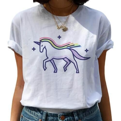 Cute Unicorn Kawaii Harajuku Graphic T-shirt Funny Womens T-shirt Ulzzang T-shirt Grunge90s Korean Top Female