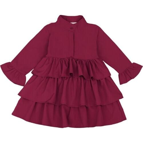 Red Dresses for Toddler Girls 2020 Petal Sleeve Christmas Outfits Baby Gilr Autumn Spring Costumes Ruffle 3 Layer Long Vestidos