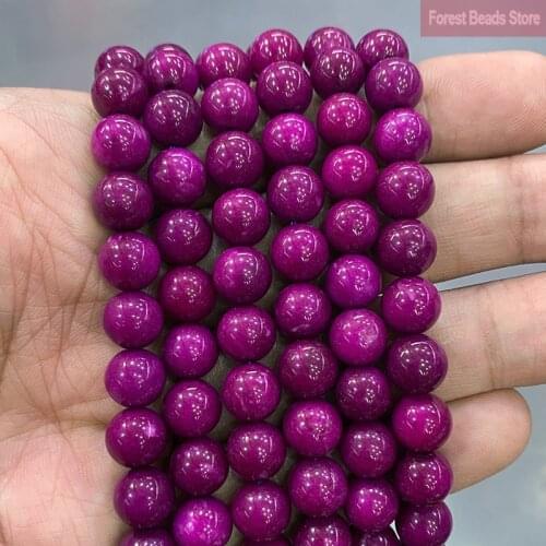 Natural Smooth Purple Jasper Chalcedony Round Beads Diy Bracelet Necklace Ear Studs for Jewelry Making 15"Strand 6 8 10 12MM