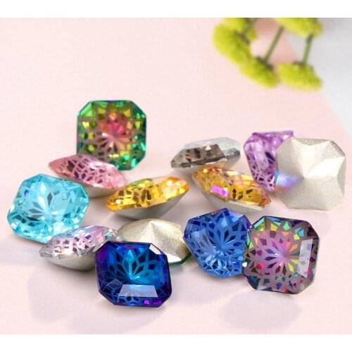Square Shape Pointback Glue on Crystal Rhinestone Nail Art Accessories Fancy Strass Shining Stone DIY Crafts