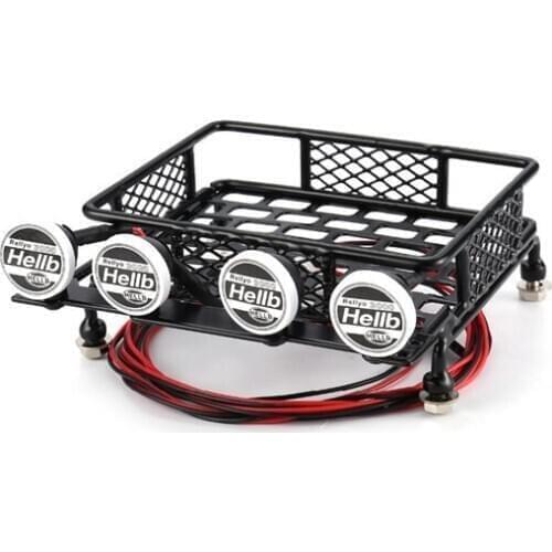 Top Deals RC CAR Roof Rack Luggage Carrier General Type with 4 Round LED Light Bars Truck Crawler for CC01 CR01 SCX10 RC4WD