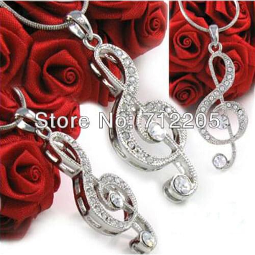 Fast selling fashion rhodium plated charming Treble clef music note necklace