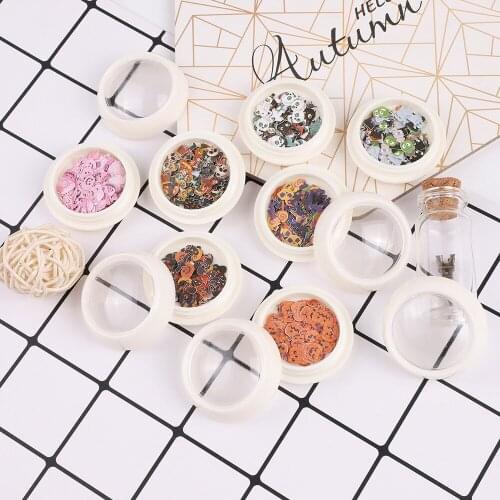 Halloween Nail Stickers Ghost Festival Wood Pulp Glitter Sequins Handmade Diy Pumpkin Spider Manicure Matte Nail Stickers Tools