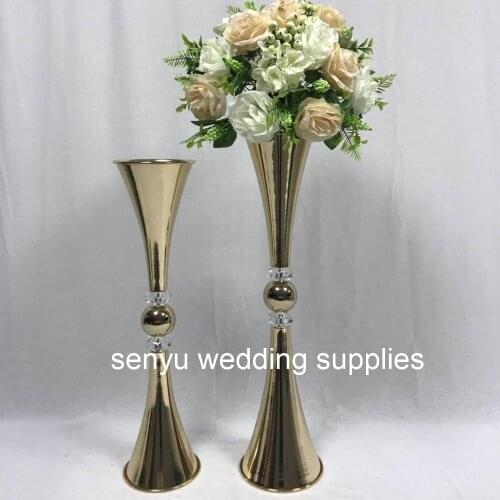 New style Metal flower Vase Trumpet Vase gold For wedding Table senyu01100