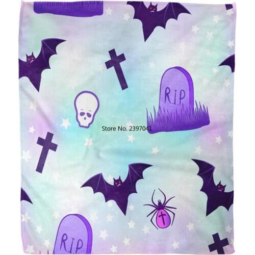 Blanket Inch Halloween Kawaii Funny Spooky Seamless Neon Pastel Colors Cute Gothic Vanilla Rainbow Lightweight