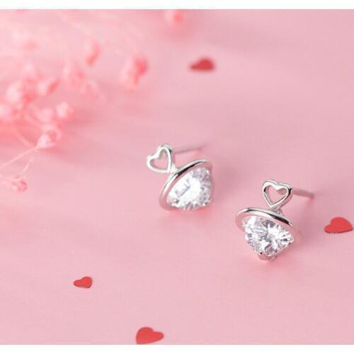 Authentic 925 Sterling Silver Heart Spider Insects Stud Earrings for Women Fashion Jewelry 2019 New Christmas