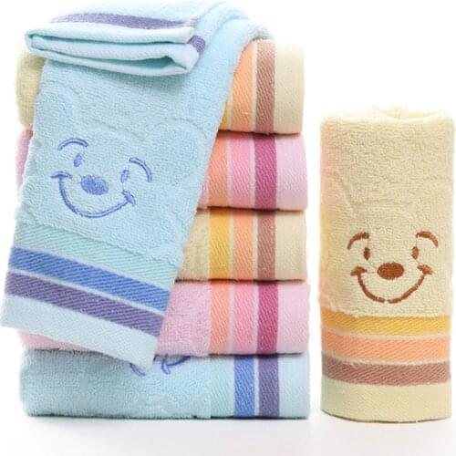 34x75cm 100%Cotton Cartoon Smile Jacquard Children Face Towel Soft Absorbent Cute Small Bath Towel
