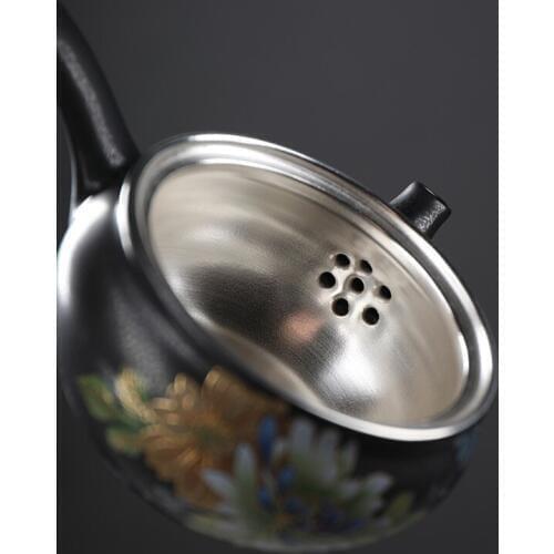 Gilt silver rust glaze flower side ceramic teapot Japanese style Kungfu small tea ceremony pot maker teaware