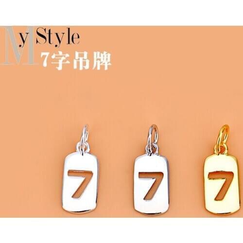 Jewelry DIY accessories Thai silver 7-character square Tag Pendant S925 sterling silver necklace bracelet pendant spacer beads