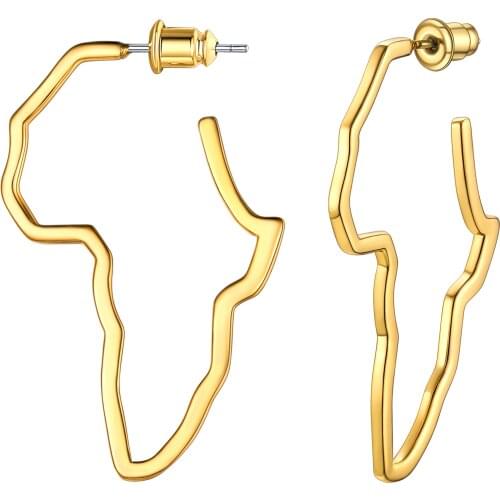 Kpop Hollow Africa Map Earring Dangle Drop Earring For Women Copper Gold Plated For Sensitive Ears Fashion Jewelry Gift Party