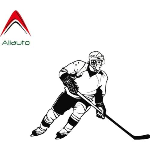Aliauto Fashion Car Stickers Ice Hockey Sports Automobile Styling Waterproof Sunscreen Anti-UV Decal Black/Silver,13cm*9cm