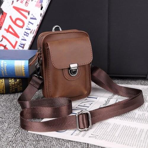 High quality New Men PU Leather Crossbody Bags Cowhide Casual Riding Sling Shoulder Messenger Bag Chest Day Back Pack