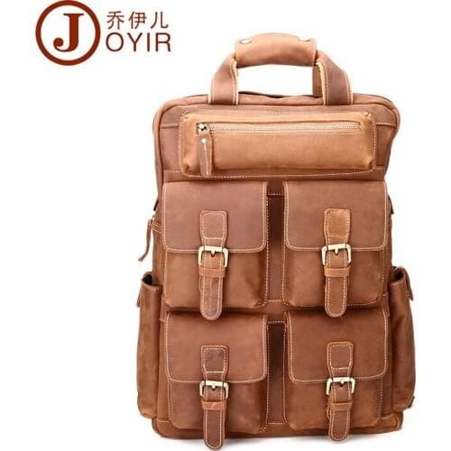 Retro Mens Shoulder Bag Fashion Trend Cowhide Outdoor Backpack Multi-pocket Mad Horse Leather Leather Leather Mens Bag