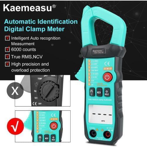 Kaemeasu Intelligent Auto recognition Measurment Digital Clamp Meter 6000 counts True RMS NCV Electronic repair tool KM-CM21E