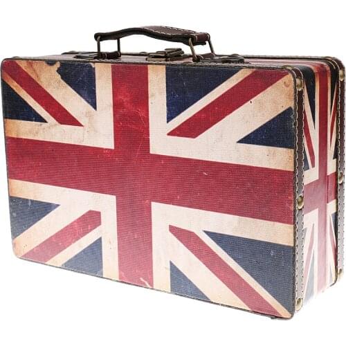 Vintage Wooden Suitcase Decor Photography Props British Union Jack Shop Window Display Bar