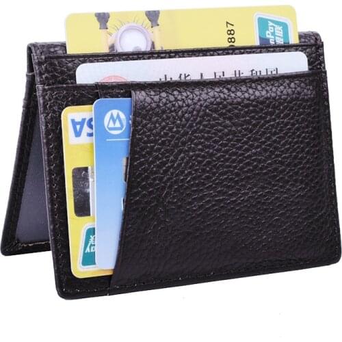 Women & Man Genuine Leather Business Card Holder Cowhide Slim ID Bank Credit Card Wallet Thin Auto Document Drivers License