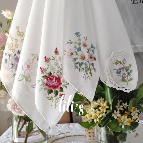 Embroidery BY Hand 100% Cotton Handicraft Gift Handkerchief