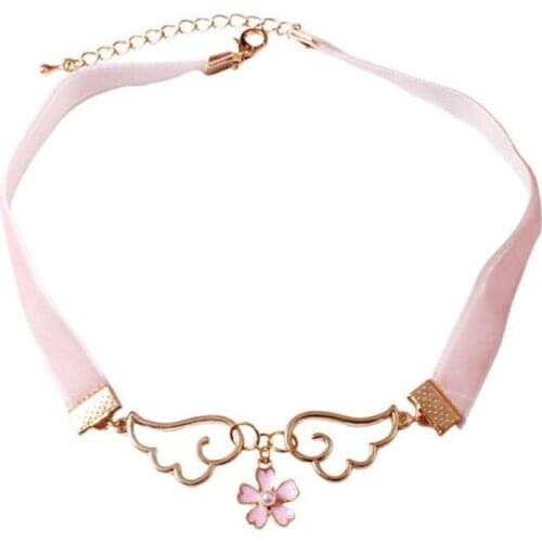 Harajuku Jewelry Cospaly cute kawaii Pendant Necklace Ribbon Enamel Angel Wing Star Heart Card Captor Sakura necklace B009