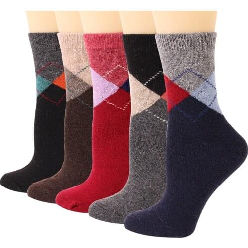 Women Wool Socks Winter Warm Thick Hiking Boot Thermal Cozy Plaid Casual Work Soft Crew Socks for Cold Weather 12 Pairs