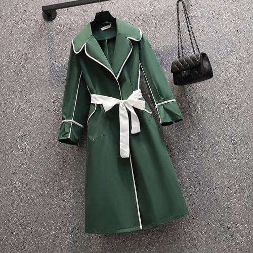 Plus size Windbreaker 2021 Spring Long Trench Coat Women Double Breasted Slim Trench Coat Female Outwear Fashion Windbreaker big