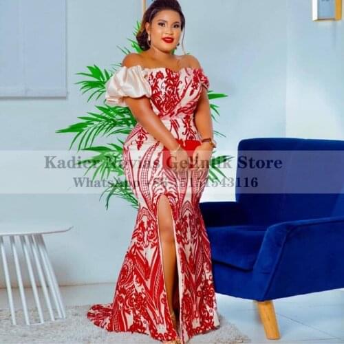 Long Burgundy African Lace Mermaid Evening Dress 2021 Robe de Soiree Elegant Prom Dresses Vestidos De graduacion