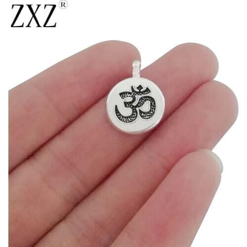 ZXZ 10pcs OM AUM Symbol Yoga Charms Pendants Beads Double Sided 15x15mm