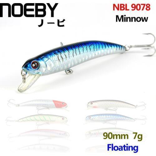 NOEBY 1Pcs Fishing Lure 90mm/7g Floating Minnow Leurre Dur Peche Souple Hard Bionic Bait Bass Lures VMC Treble Hooks