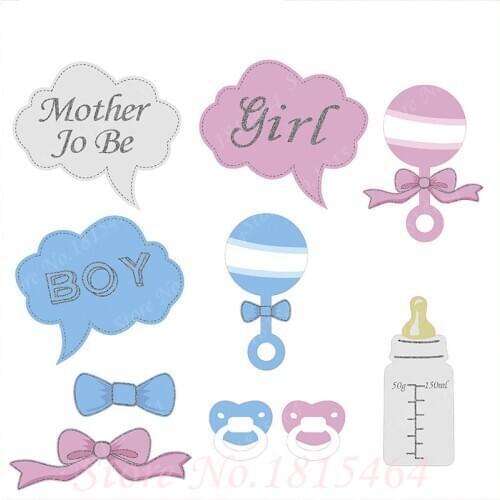 10pcs/set Baby Party Photobooth Props Glitter Boy Girl Party Soother Bottle Paper Shooting Props Masquerade Photo Props Supplies