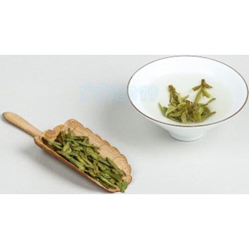 100pcs/lot 13*4.5cm Leaf shape Handmade Carved Natual Bamboo Tea Scoops Kung Fu Tea Spoon