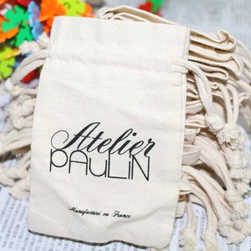 100pcs/lot free shipping cotton jewelry gift pouch cotton drawstring bag custom logo storage and packaging bag