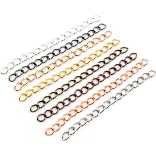 50pcs/lot 50mm 70mm 5x4mm Necklace Extension Chain Bulk Bracelet Extended Chains Tail Extender For DIY Jewelry Making Findings
