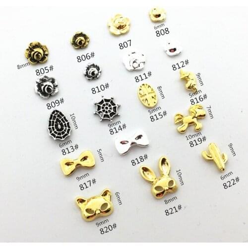 50pcs/pack Japan Alloy Nail Art Rose Flower Bow Rabbit Cat Cactus Metal Accessories Decoration for Phototherapy Nail Sticker DIY