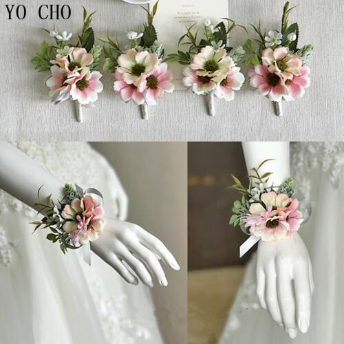 YO CHO Rose Wedding Corsages and Boutonnieres Brooch Corsage Pin Flowers Artificial Wedding Witness Prom Marriage Corsage Flower