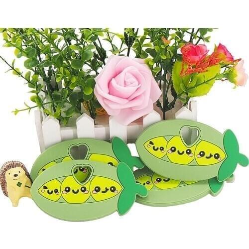 Chenkai 10PCS Silicone Pea Teether DIY Baby Pacifier Dummy Chewing Sensory Pendant Jewelry Making Montessori Toy Accessories