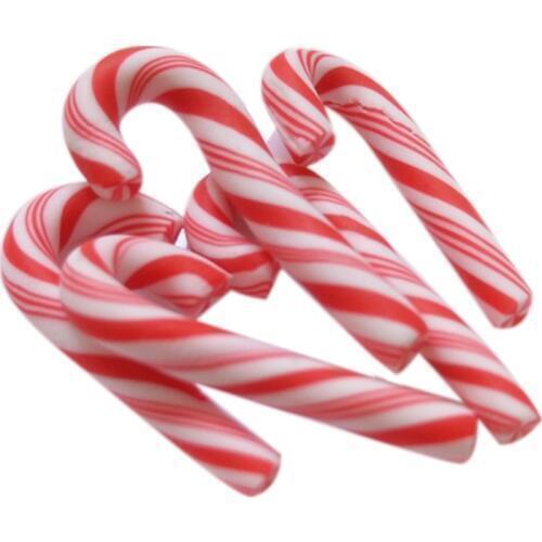 CNIM Hot 50Pcs Red And White Handmade Christmas Candy Cane Kawaii Miniature Food Dollhouse Home Decor Clay Candy Cane