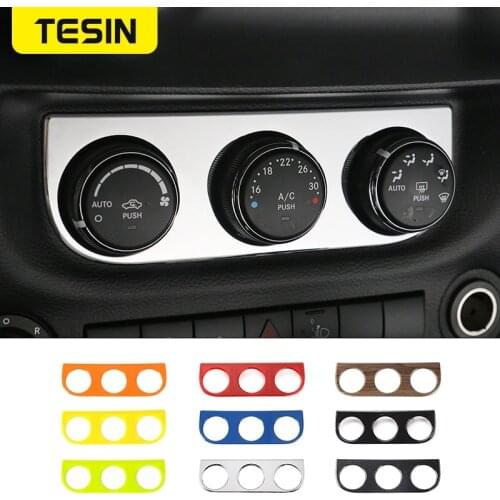 TESIN Car Interior Air Conditioning Switch Panel Decoration Cover Stickers for Jeep Wrangler JK 2011 Up Car Accessories Styling