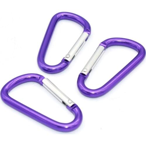 Purple Carabiner Clips Adjustable D Buckles Slide Large Solid Spring Snap Locking Buckle Keychain Keyrings Bags Clasps 1.5"
