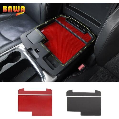 BAWA Soft Carbon Fiber Gate Slot Mat Car Armrest Box Mat Decoration Cover Stickers for Dodge RAM 1500 2010-2015