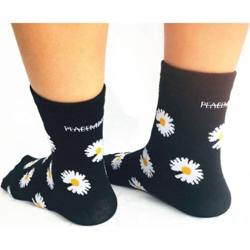 KPOP G-Dragon Embroidery Daisy Peaceminusone Cotton Socks Elastic Socks Unisex Winter Socks FH137